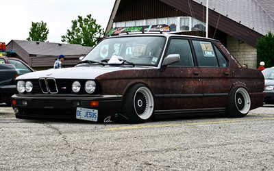 4k, tuning, BMW E28, low rider, stance, e28, german cars, BMW