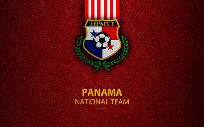 Nacional de panam&#225; equipo de f&#250;tbol, 4k, textura de cuero, Norte Am&#233;rica, Federaci&#243;n Paname&#241;a de F&#250;tbol, logotipo, emblema, Panam&#225;, f&#250;tbol