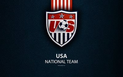 Estados unidos equipa nacional de futebol, 4k, textura de couro, Am&#233;rica Do Norte, USMNT, logo, emblema, EUA, futebol, EUA selec&#231;&#227;o nacional de futebol