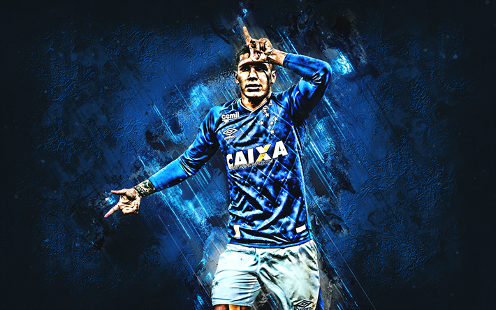 Lucas Romero, Cruzeiro, midfielder, blue stone, portrait, famous footballers, football, argentinian footballers, grunge, Serie A, Brazil, Cruzeiro Esporte Clube