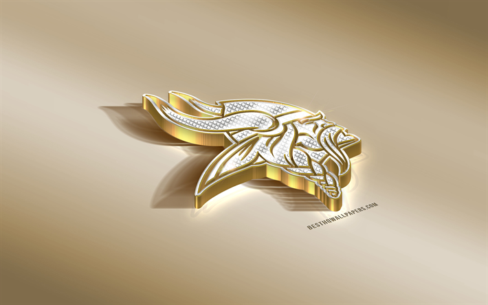 Minnesota Vikings, American Football Club, NFL, Golden Hopea logo, Minnesota, USA, National Football League, 3d kultainen tunnus, luova 3d art, Amerikkalainen jalkapallo