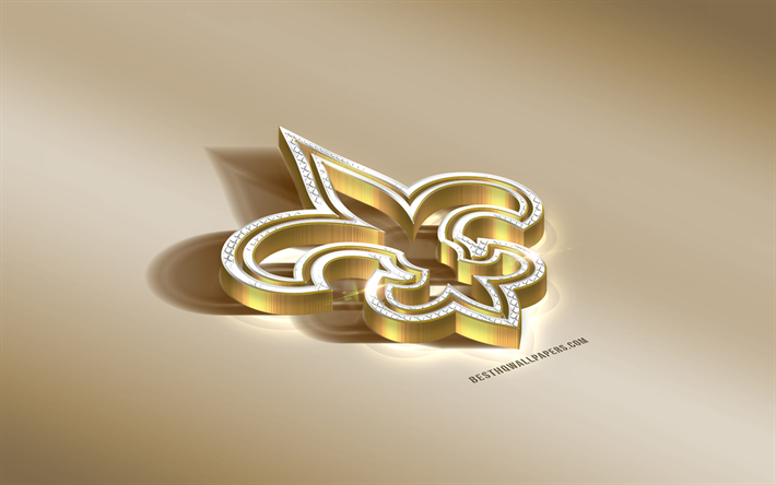 Los New Orleans Saints, American Club de F&#250;tbol de la NFL, Oro Plata logo, Nueva Orleans, Luisiana, estados UNIDOS, la Liga Nacional de F&#250;tbol, 3d emblema de oro, creativo, arte 3d, f&#250;tbol Americano