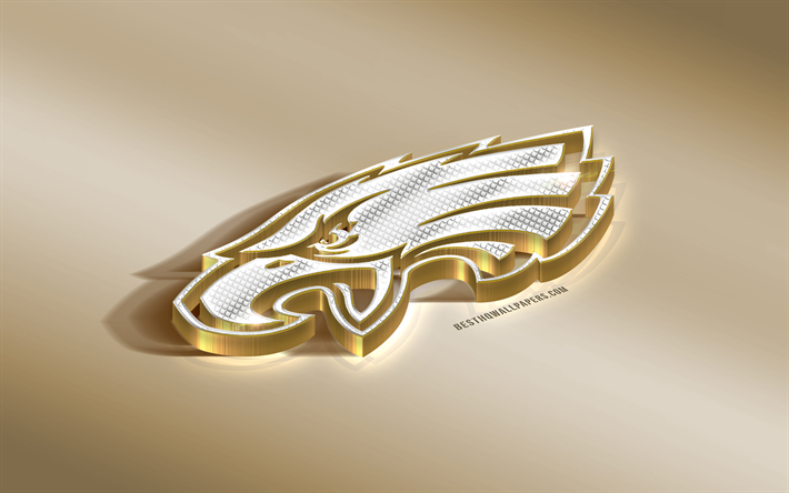 Philadelphia Eagles, American Football Club, NFL, Golden Silver logo, Philadelphia, Pennsylvania, USA, National Football League, 3d golden emblem, creative 3d art, American football
