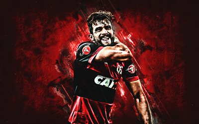 Henrique Dourado, Flamengo, striker, red stone, portrait, famous footballers, football, Brazilian footballers, grunge, Serie A, Brazil