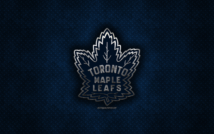 Toronto Maple Leafs, Kanadensisk hockey club, bl&#229; metall textur, metall-logotyp, emblem, NHL, Toronto, Kanada, USA, National Hockey League, kreativ konst, hockey