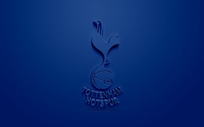 El Tottenham Hotspur FC, creativo logo en 3D, fondo azul, 3d emblema, el club de f&#250;tbol ingl&#233;s, la Premier League, Londres, Inglaterra, 3d, arte, f&#250;tbol, elegante logo en 3d