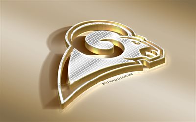 Los Angeles Rams, American Football Club, NFL, Golden Silver logo, Los Angeles, California, USA, National Football League, 3d golden emblem, creative 3d art, American football