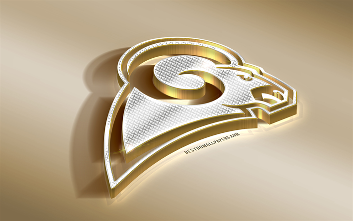 Los Angeles Rams, American Football Club, NFL, Golden Silver logo, Los Angeles, California, USA, National Football League, 3d golden emblem, creative 3d art, American football