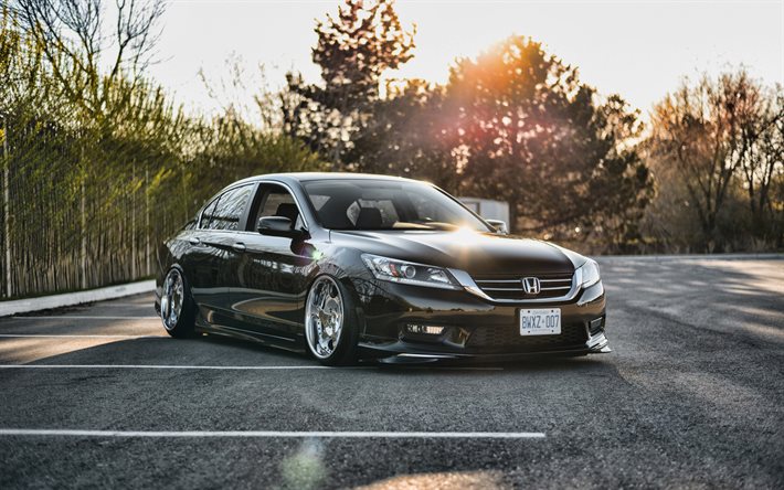 Download Wallpapers Honda Accord 4k Parking Low Rider Customized Accord Japanese Cars Black Accord Honda For Desktop Free Pictures For Desktop Free