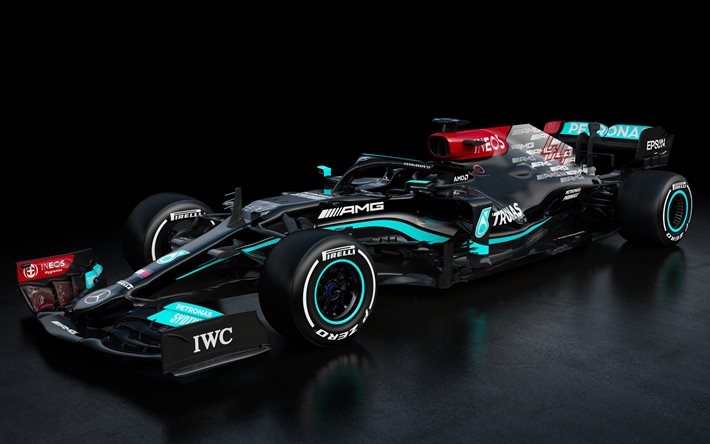Mercedes-AMG F1 W12 E Performance, 2021, 4k, exterior, front view, F1 2021 race cars, new W12 F1, Formula 1, Mercedes-AMG Petronas F1 Team