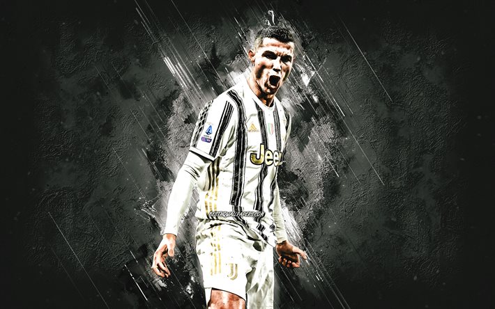 Cristiano Ronaldo, Juventus FC, CR7, world football star, Serie A, Italy, football, white stone background