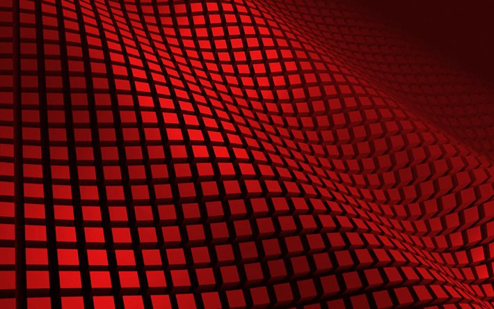 Red 3d wave texture, 4k, 3d red wave, waves background, red wave background, 3d waves