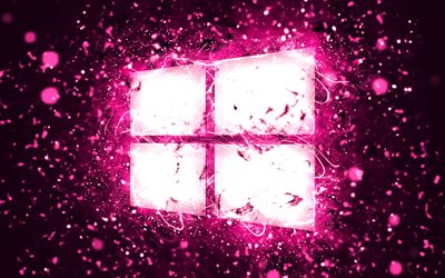 Windows 10 purple logo, 4k, purple neon lights, creative, purple abstract background, Windows 10 logo, OS, Windows 10