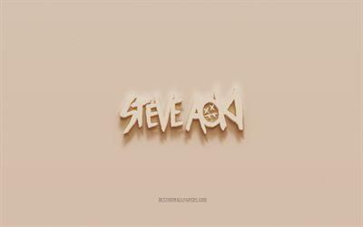 Steve Aoki logosu, kahverengi sıva arka plan, Steve Aoki 3d logosu, m&#252;zisyenler, Steve Aoki amblemi, 3d sanat, Steve Aoki