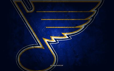 St Louis Blues, American hockey team, blue stone background, St Louis Blues logo, grunge art, NHL, hockey, USA, St Louis Blues emblem
