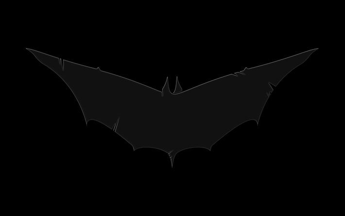 Batman-logo, 4k, DC Comics, minimaalinen, supersankareita, mustat taustat, luova, Batman