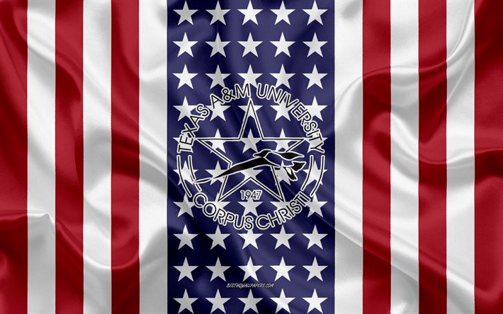 Texas AM University-Corpus Christi Emblem, American Flag, Texas AM University-Corpus Christi logo, Corpus Christi, Texas, EUA, Texas AM University-Corpus Christi