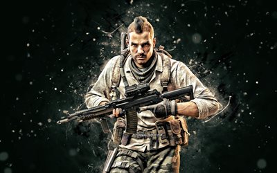 Savon MacTavish, 4k, n&#233;ons gris, Call of Duty, soldats, Personnages de Call Of Duty, John MacTavish, Call of Duty Modern Warfare, Savon MacTavish Call Of Duty