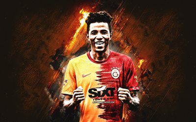 Gedson Fernandes, Galatasaray, Portuguese footballer, orange stone background, football, Turkey