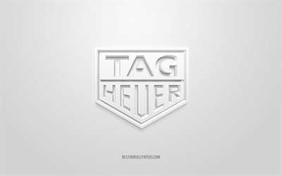 TAG Heuer logo, white background, TAG Heuer 3d logo, 3d art, TAG Heuer, brands logo, white 3d TAG Heuer logo