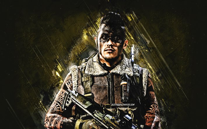 Talon, Call Of Duty, Warcom operator, portrait, brown stone background, Call Of Duty characters, Talon character, Talon Call Of Duty, Talon Operator