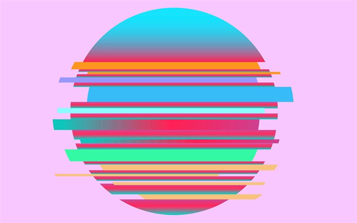 colorful balloon ball, 4k, minimal, creative, ball of stripes, pink backgrounds, stripes