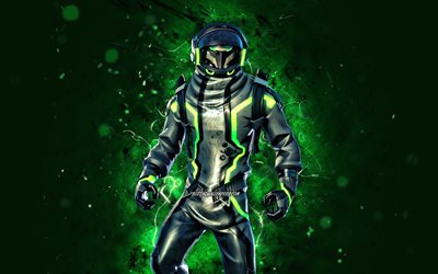 Green Eternal Voyager, 4k, n&#233;ons verts, Fortnite Battle Royale, personnages Fortnite, Skin Green Eternal Voyager, Fortnite, Green Eternal Voyager Fortnite