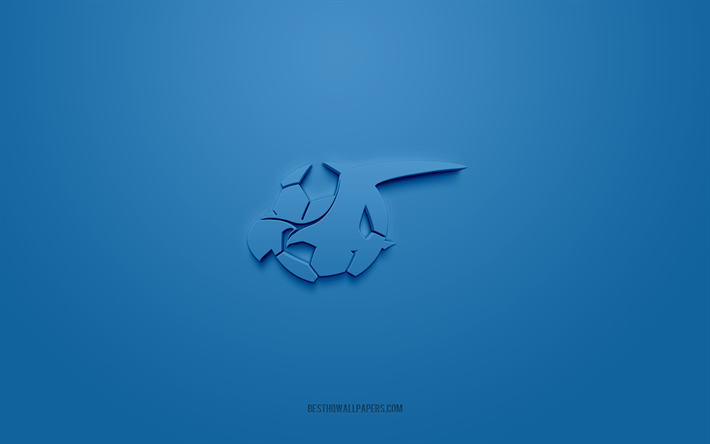 fk haugesund, logotipo criativo 3d, fundo azul, eliteserien, emblema 3d, clube de futebol noruegu&#234;s, noruega, arte 3d, futebol, logotipo fk haugesund 3d