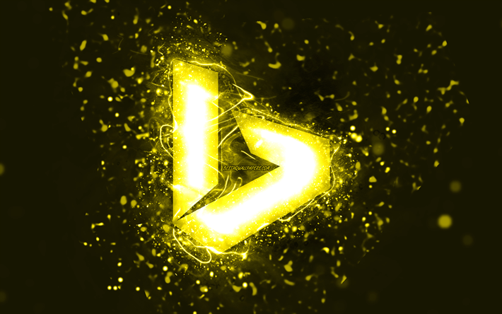 logotipo amarelo bing, 4k, luzes de neon amarelo, fundo criativo, amarelo abstrato, logotipo bing, sistema de busca, bing