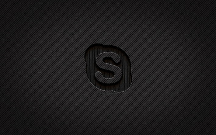 logotipo de carbono do skype, 4k, arte grunge, fundo de carbono, criativo, logotipo preto do skype, rede social, logotipo do skype, skype