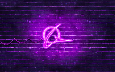 Boeing violet logo, 4k, violet brickwall, Boeing logo, brands, Boeing neon logo, Boeing