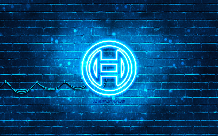 logotipo azul bosch, 4k, parede de tijolos azuis, logotipo da bosch, marcas, logotipo neon da bosch, bosch