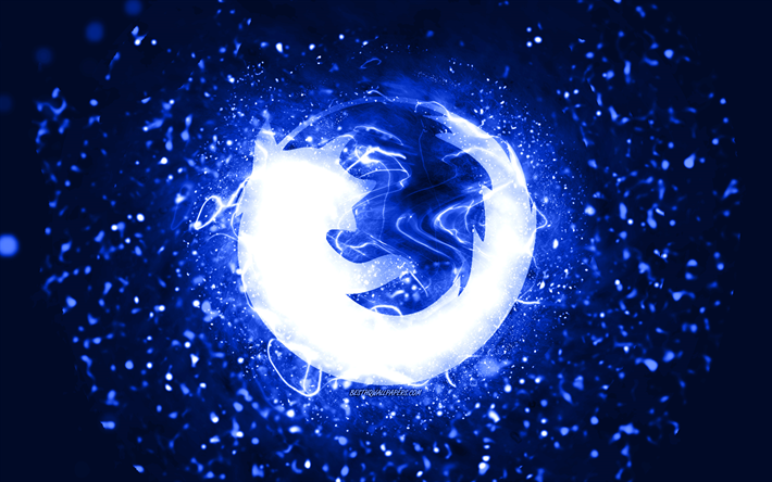 logotipo azul oscuro de mozilla, 4k, luces de ne&#243;n azul oscuro, creativo, fondo abstracto azul oscuro, logotipo de mozilla, marcas, mozilla
