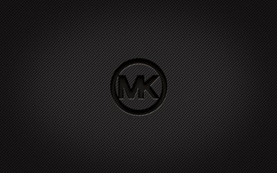 michael kors karbon logosu, 4k, grunge sanat, karbon arka plan, yaratıcı, michael kors siyah logo, moda markaları, michael kors logosu, michael kors