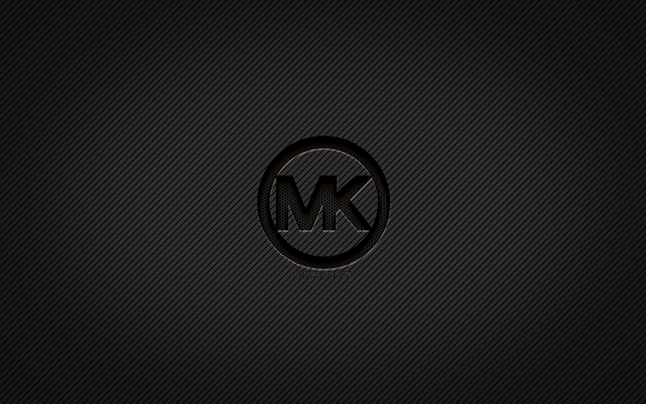michael kors karbon logosu, 4k, grunge sanat, karbon arka plan, yaratıcı, michael kors siyah logo, moda markaları, michael kors logosu, michael kors