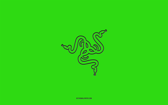 logotipo verde razer, 4k, fundo gradiente verde, logotipo de carbono razer, fundo verde, logotipo razer, emblema razer