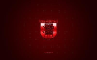 Arnett Gardens FC, Jamaican football club, red logo, red carbon fiber background, National Premier League, football, Kingston, Jamaica, Arnett Gardens FC logo