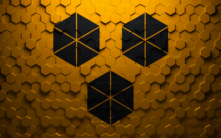 drapeau d’itabuna, art en nid d’abeille, drapeau des hexagones d’itabuna, art des hexagones d’itabuna 3d