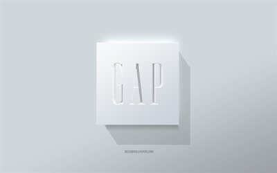 gap-logo, valkoinen tausta, gap 3d -logo, 3d-taide, gap, 3d gap -tunnus