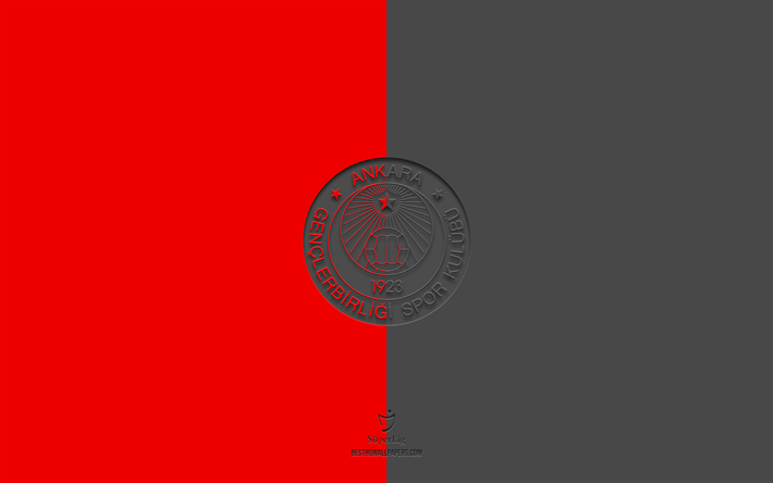 genclerbirligi sk, fondo rojo, equipo de f&#250;tbol turco, emblema genclerbirligi sk, super lig, turqu&#237;a, f&#250;tbol, genclerbirligi sk logo
