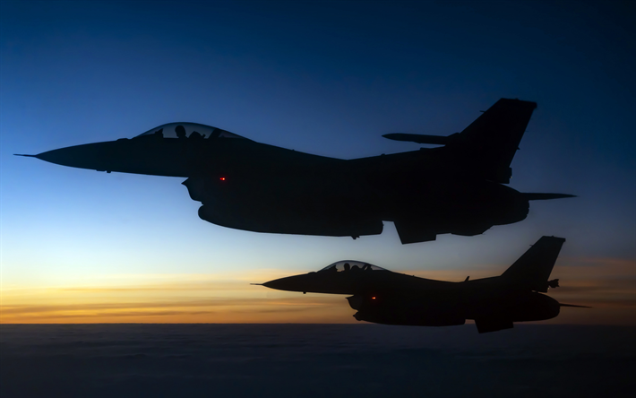 general dynamics f-16 fighting falcon, ca&#231;a americano, usaf, f-16, aeronaves militares, aeronaves de combate