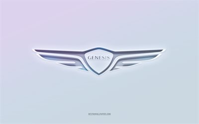 Genesis logo, cut out 3d text, white background, Genesis 3d logo, Genesis emblem, Genesis, embossed logo, Genesis 3d emblem