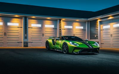 Ford GT, front view, exterior, green Ford GT, supercar, American sports cars, Ford