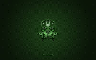 FC Gifu, Japanese football club, green logo, green carbon fiber background, J3 League, football, Gifu, Japan, FC Gifu logo