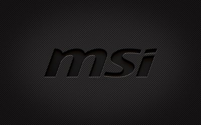MSI carbon logo, 4k, grunge art, carbon background, creative, MSI black logo, brands, MSI logo, MSI
