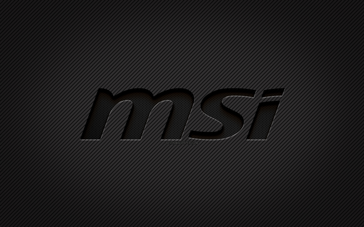 MSI carbon logo, 4k, grunge art, carbon background, creative, MSI black logo, brands, MSI logo, MSI