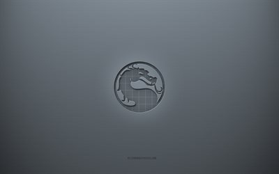 logotipo de mortal kombat, fondo creativo gris, emblema de mortal kombat, textura de papel gris, mortal kombat, fondo gris, logotipo de mortal kombat 3d