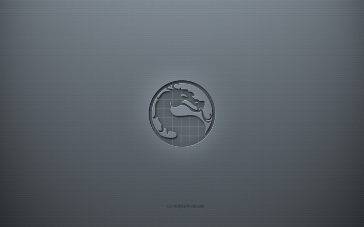 Mortal Kombat logo, gray creative background, Mortal Kombat emblem, gray paper texture, Mortal Kombat, gray background, Mortal Kombat 3d logo