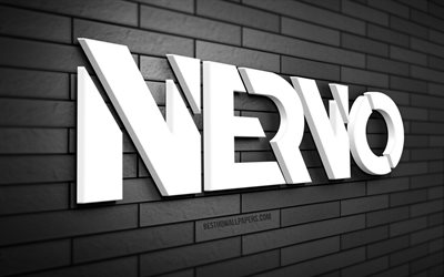 Nervo 3D logo, 4K, Miriam Nervo, Olivia Nervo, gray brickwall, creative, music stars, Nervo logo, Australian DJs, 3D art, Nervo