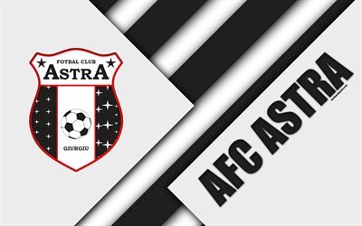 AFC Astra, 4k, il logo, il design dei materiali, rumeno football club, in bianco e nero astrazione, Liga 1, Giurgiu, Romania, calcio